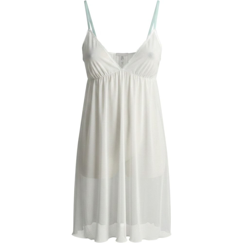 Gillian O'Malley White Mesh‎ Babydoll Chemise Mint Green Trim Sleepwear Small